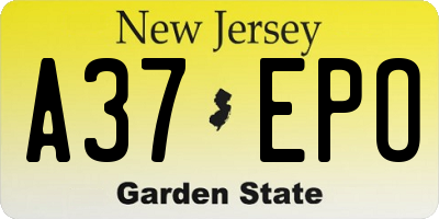 NJ license plate A37EPO