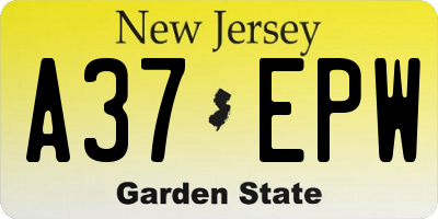 NJ license plate A37EPW