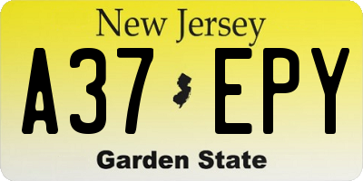 NJ license plate A37EPY