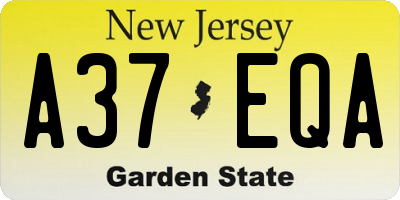 NJ license plate A37EQA