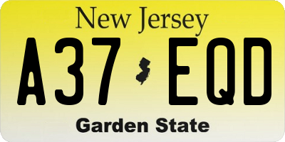 NJ license plate A37EQD