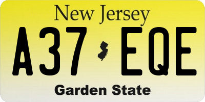 NJ license plate A37EQE