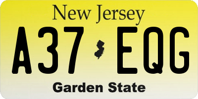 NJ license plate A37EQG