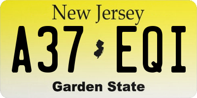NJ license plate A37EQI