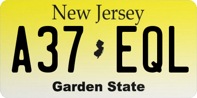 NJ license plate A37EQL
