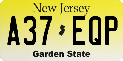 NJ license plate A37EQP