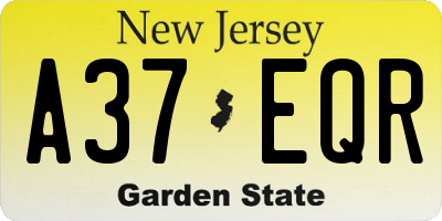 NJ license plate A37EQR