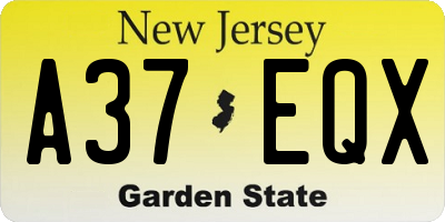 NJ license plate A37EQX