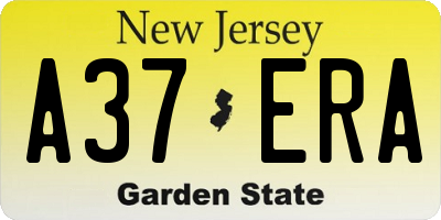 NJ license plate A37ERA