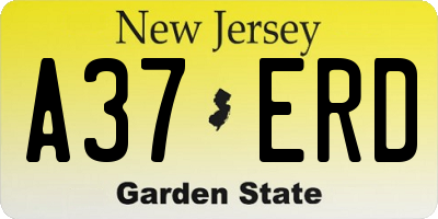 NJ license plate A37ERD