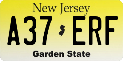 NJ license plate A37ERF