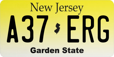 NJ license plate A37ERG