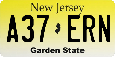 NJ license plate A37ERN