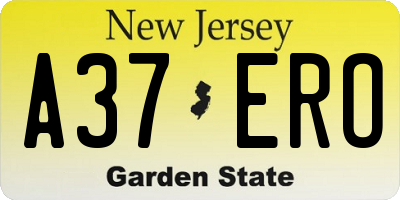 NJ license plate A37ERO