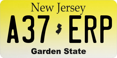 NJ license plate A37ERP
