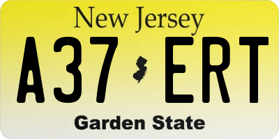 NJ license plate A37ERT