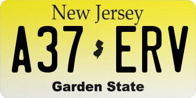 NJ license plate A37ERV