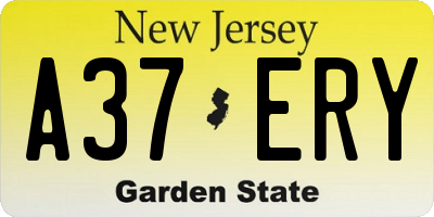 NJ license plate A37ERY