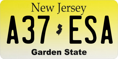 NJ license plate A37ESA
