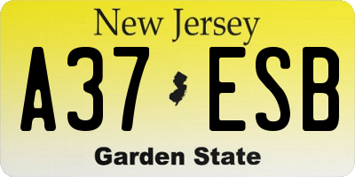 NJ license plate A37ESB