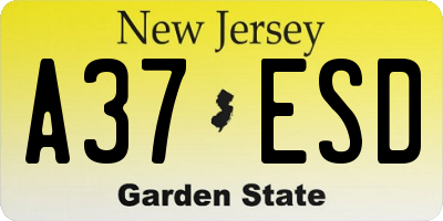 NJ license plate A37ESD