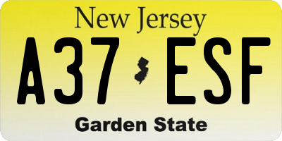 NJ license plate A37ESF