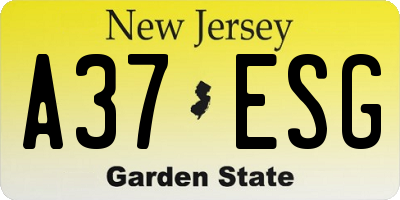 NJ license plate A37ESG