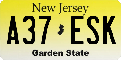 NJ license plate A37ESK