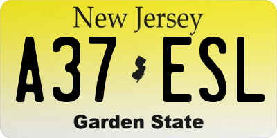 NJ license plate A37ESL