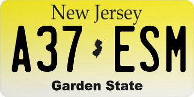 NJ license plate A37ESM