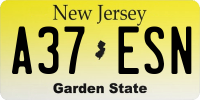 NJ license plate A37ESN