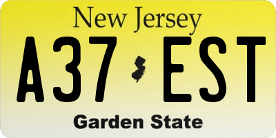NJ license plate A37EST