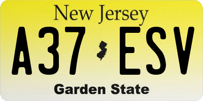 NJ license plate A37ESV