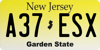 NJ license plate A37ESX