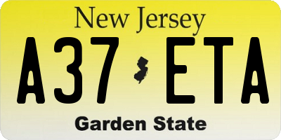 NJ license plate A37ETA