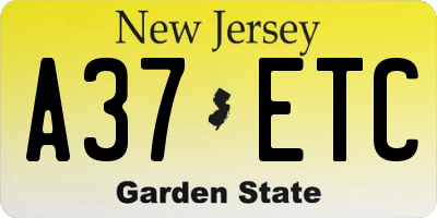 NJ license plate A37ETC