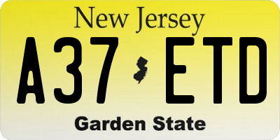 NJ license plate A37ETD
