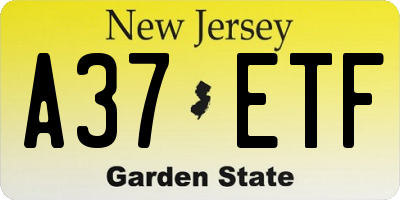 NJ license plate A37ETF