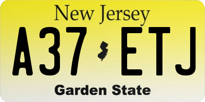 NJ license plate A37ETJ