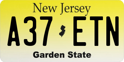 NJ license plate A37ETN