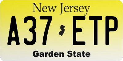 NJ license plate A37ETP