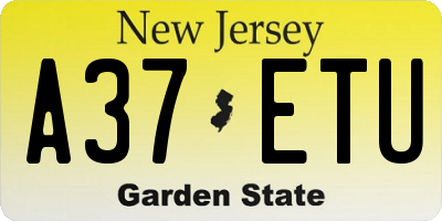 NJ license plate A37ETU