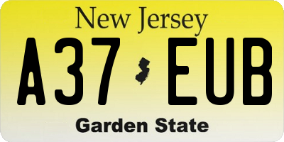 NJ license plate A37EUB
