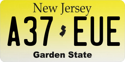 NJ license plate A37EUE