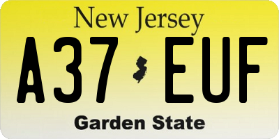 NJ license plate A37EUF