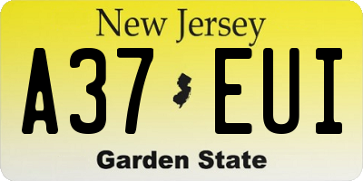 NJ license plate A37EUI