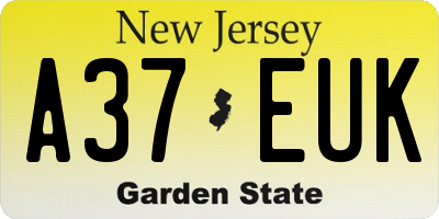 NJ license plate A37EUK