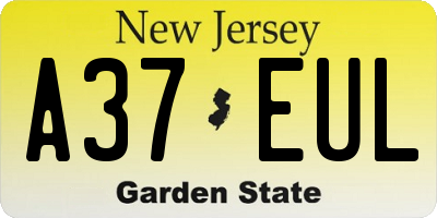 NJ license plate A37EUL