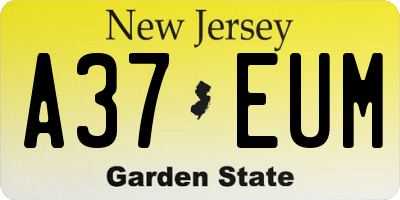 NJ license plate A37EUM