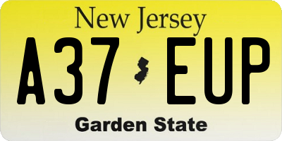 NJ license plate A37EUP